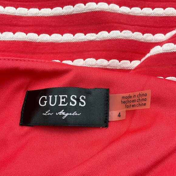 Guess Los Angeles Estera Sleeveless Striped Scalloped Trim Lined Dress Sz 4 - Picture 4 of 7